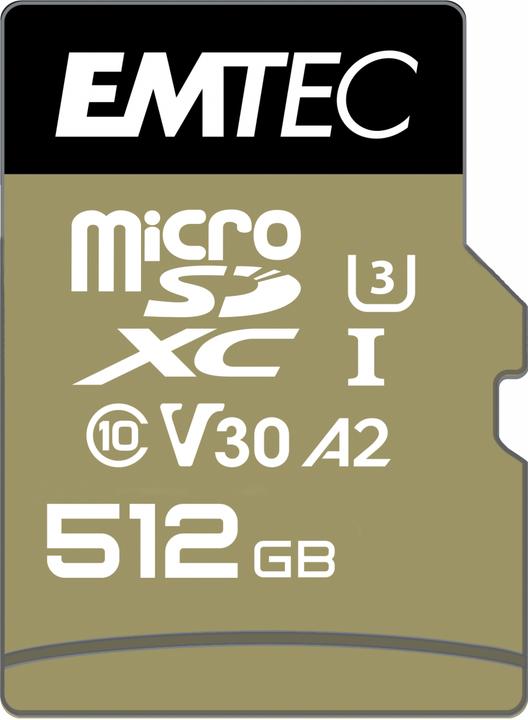 Emtec mSD 512GB UHS-I U3 V30 A2 SpeedIN (512 GB, microSDXC, U3, UHS-I)