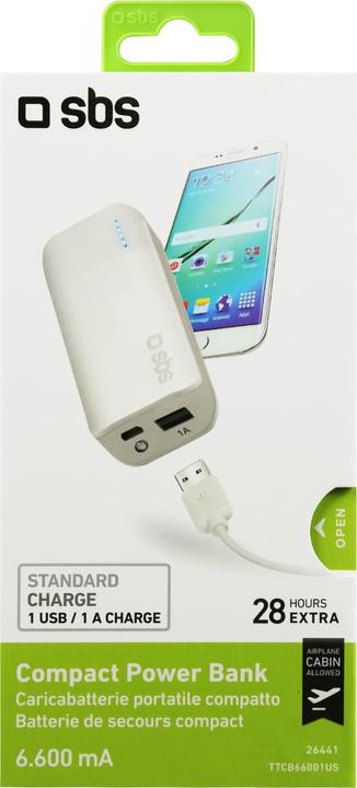 Actual product image SBS Compact Power bank 6600 mAh (6600 mAh, 24.42 Wh)