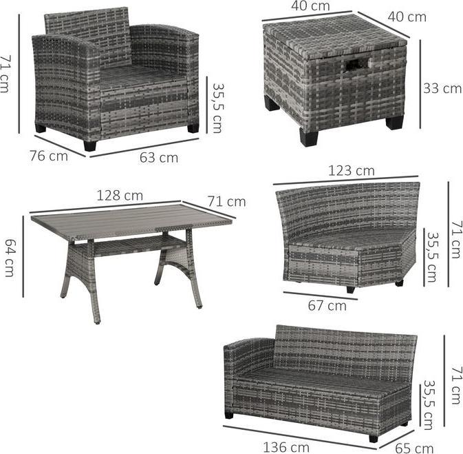 Produktbild Swisshandel24 Luxus Polyrattan Gartenmöbel Set für 7 Personen Gartengarnitur Loungemöbel mit Beistelltisch Sitzkis