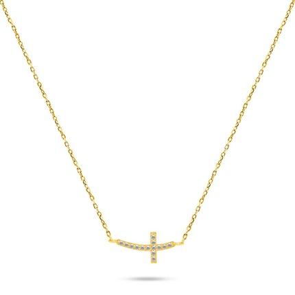 Actual product image Brilio Silver - Gold-plated cross necklace with zircons NCL57Y