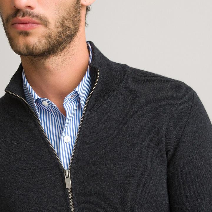 Image du produit La Redoute Collections Cardigan zippé Signature en laine mérinos (S)