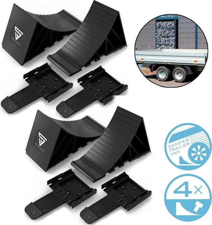 Actual product image Stahlwerk Wheel chocks with bracket GT-01 ST set of 4 up to 1.5t axle load Wheel chock