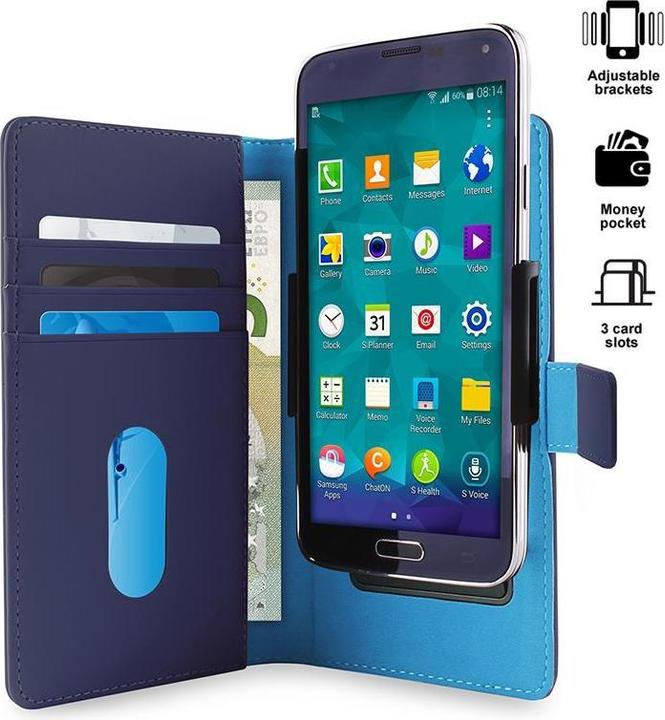 Actual product image Puro Universal Etuo for smartphones with 5.1-inch screen, blue (UNIWALLET3BLUEXL) (Universal)