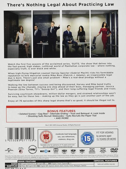Actual product image Warner Bros Suits Seasons 1 5 (Import) (DVD, English)