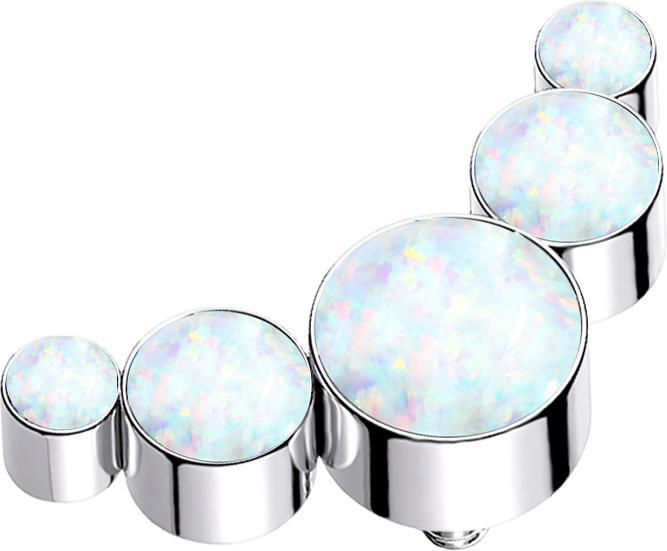 Produktbild Star Piercing Dermal Anchor silber fünf Opale weiss (ohne Messing, Chirurgenstahl 316L)