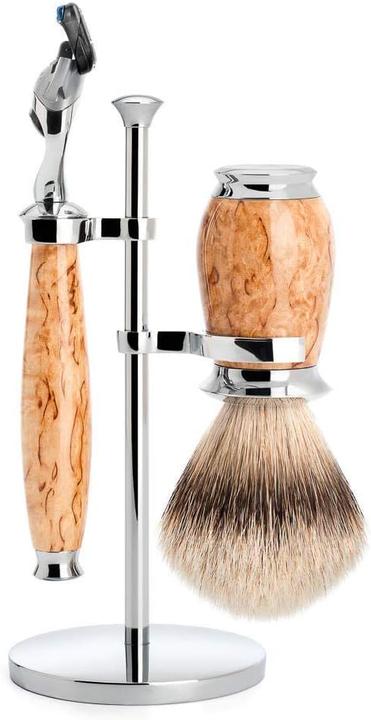 Immagine prodotto Mühle Set da barba, 3 pezzi, pennello da barba con punta d'argento in tasso, FATTO A MANO (Pennello da barba)