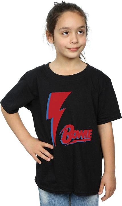 Actual product image David Bowie Girls Red Bolt Cotton T-Shirt (128)