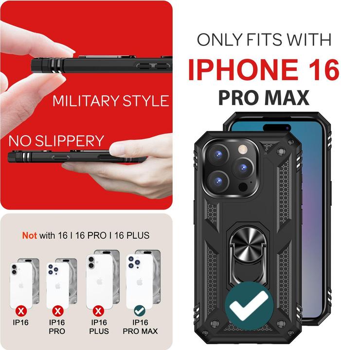 Immagine prodotto Nalia Coperchio ad anello antiurto in stile militare (Apple iPhone 16 Pro Max)