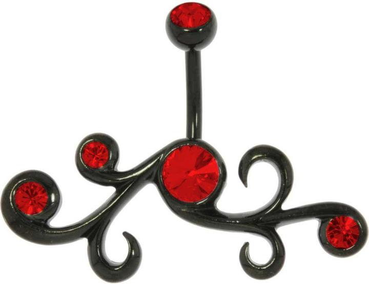 Bijouteria Bauchpiercing (Chirurgenstahl 316L, Kristall, PVD Beschichtung (schwarz))