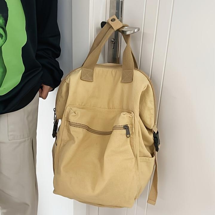 Image du produit Only-Bags.Store Grand sac à dos décontracté en toile, sac à cadre de couleur unie avec de multiples compartiments