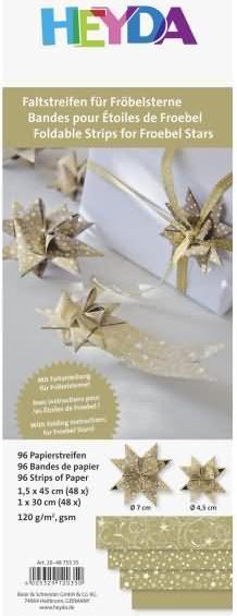 Actual product image Heyda Folding strips Fröbel stars 1.5x45cm gold PU=96 pieces (120 g/m², 96 x)