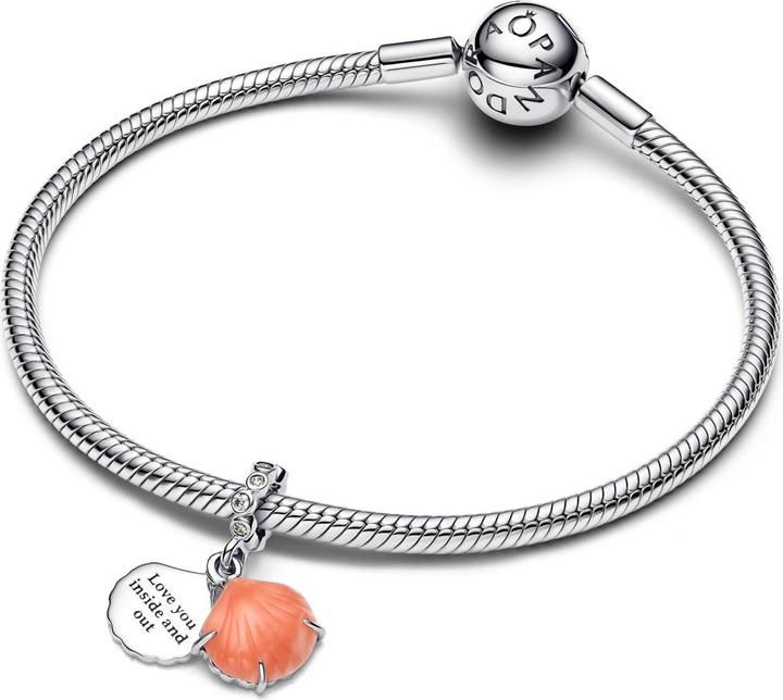 Actual product image Pandora Coral-coloured Shell Double Dangle Charm (Silver 925)
