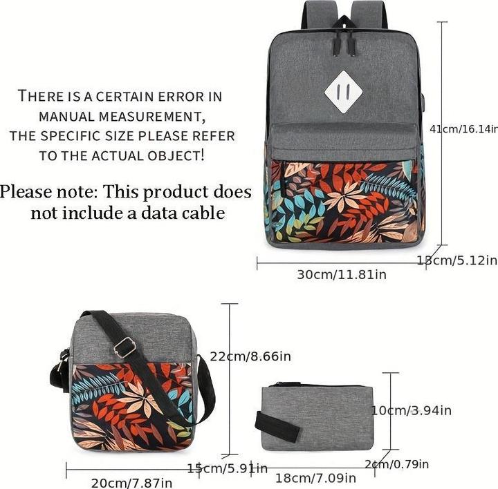 Actual product image Only-Bags.Store 3pcs backpack, 1 set casual computer school bag with shoulder bag and mini coin purse for