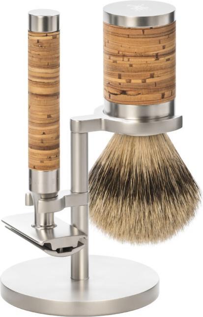 Immagine prodotto Mühle ROCCA, set da barba, 3 pezzi, pennello da barba con punta d'argento in tasso, HANDCRAFT, manici in