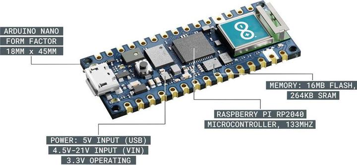 Immagine prodotto Arduino Scheda di sviluppo Nano RP2040 Collegare con strisce di pin