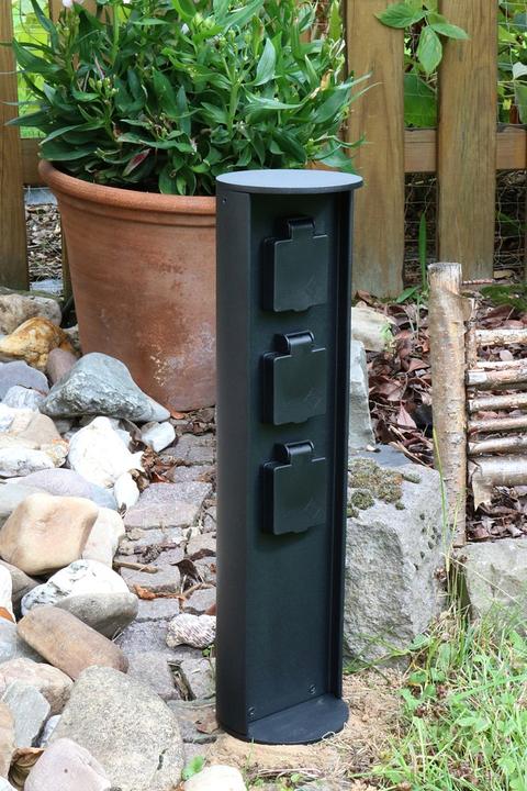 Produktbild ECO-Light Socket Stromverteiler mit 3 Steckdosen Gartensteckdose IP44 Schwarz (3 x)