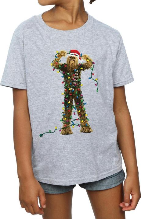 Actual product image Star Wars Girls Chewbacca Christmas Lights Cotton T-Shirt (128)