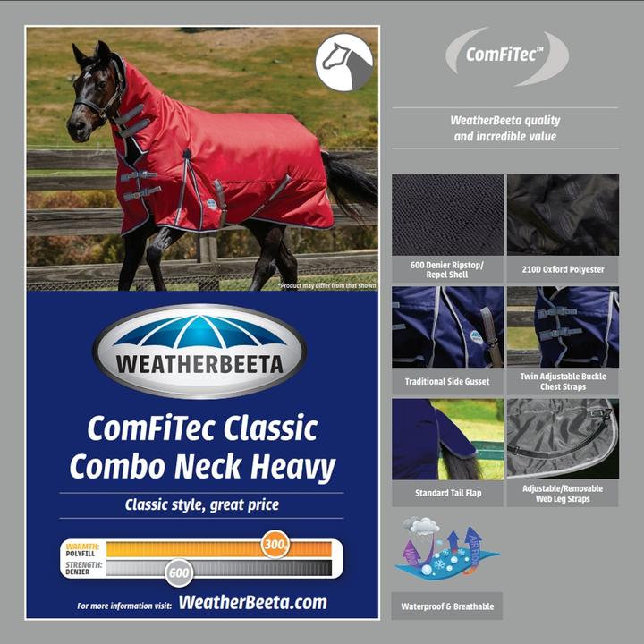 Image du produit Weatherbeeta Comfitec Heavy Classic Combo Couverture de cheval avec cou (90 cm)