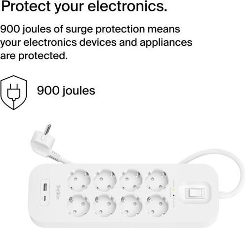 Actual product image Belkin Surgemaster surge protection (8 x, 2 m)