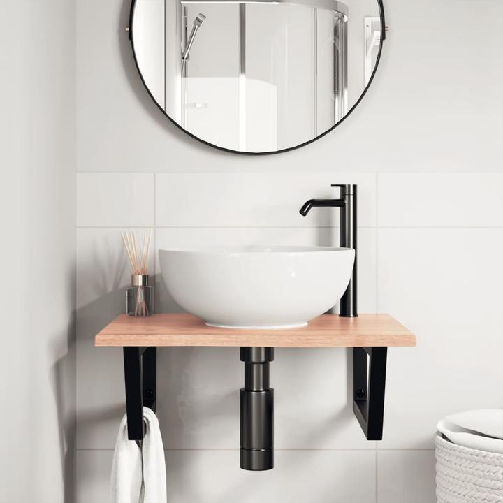 Actual product image VidaXL Washbasin top Shelf support Wall bracket Wooden top Steel solid wood