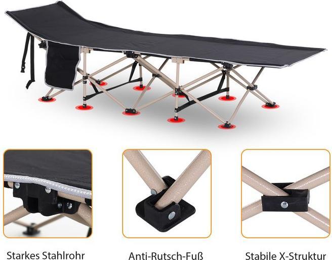 Image du produit Swisshandel24 Feldbett Faltbar Campingbett, 190x68x52 cm, Schwarz