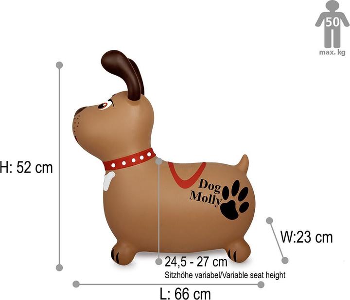 Produktbild Braun Hüpftier Dog Molly mit Pumpe