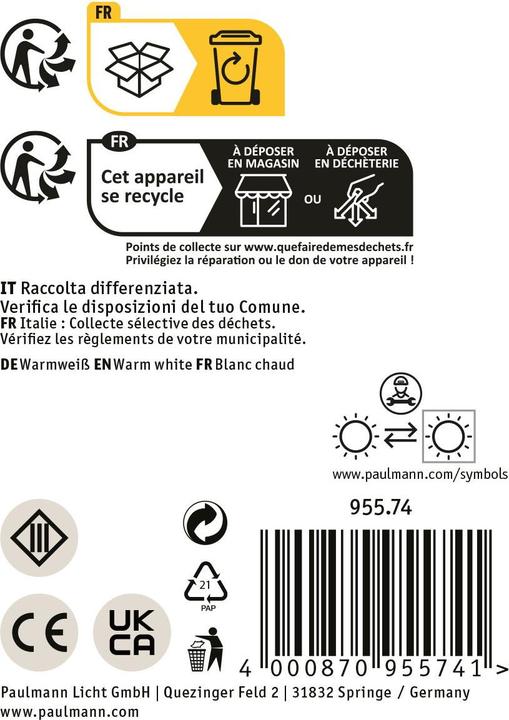Valori nutrizionali e ingredienti Paulmann Luce per quadri Adelia (420 lm)