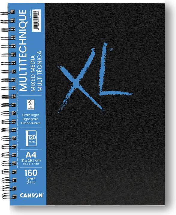 Image du produit Canson Carnet de croquis XL BOOK MIXED MEDIA, DIN A4 60 feuilles, 210 x 297 mm, format vertical, 160 g/qm (A4, Couverture rigide)
