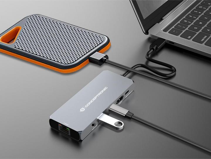 Actual product image Conceptronic Dock USB-C->HDMI,2.5GbE,USBC/3.0,100WPD0.18m gr (USB-C, 1 Ports)
