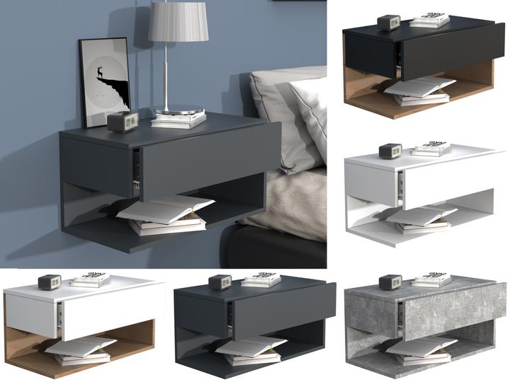 Produktbild VCM Holz Wandschublade Nachtschrank Wandboard Schublade Konsole Nachttisch Usal XL 60 cm (60 x 32 x 30 cm)