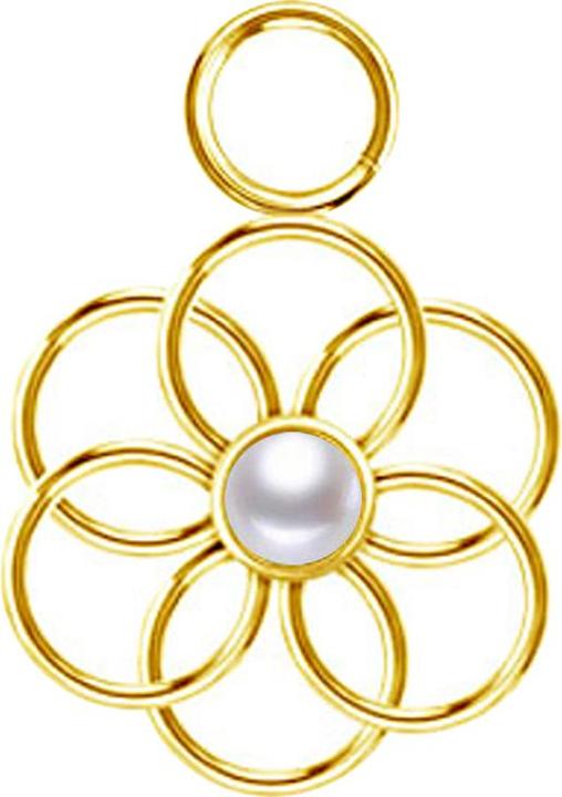 Produktbild Star Piercing Anhänger vergoldet Perle weiss Blume des Lebens (ohne Messing, Chirurgenstahl 316L)