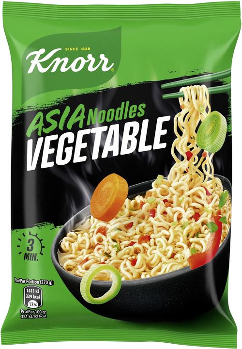 Produktbild Knorr Asia Noodles Vegetable Beutel, Instant Asiatische Nudeln mit Gemüse, in 3 Minuten zubereitet (70 g)