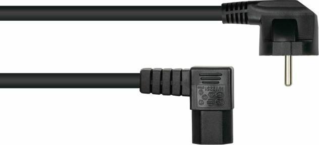 Actual product image Kabelmeister Mains cable earthing contact plug type E+F (90° threaded) to hot appliance socket C15 (r. threaded) (0.50 m)