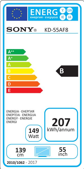 Label énergétique Sony Kd-55af8 (55", OLED, 4K, 2018)