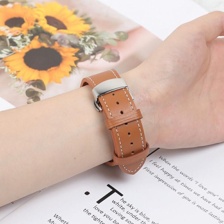 Image du produit Cover-Discount Galaxy Watch Ultra (47mm) - Bracelet de remplacement en cuir avec boucle papillon (Cuir)
