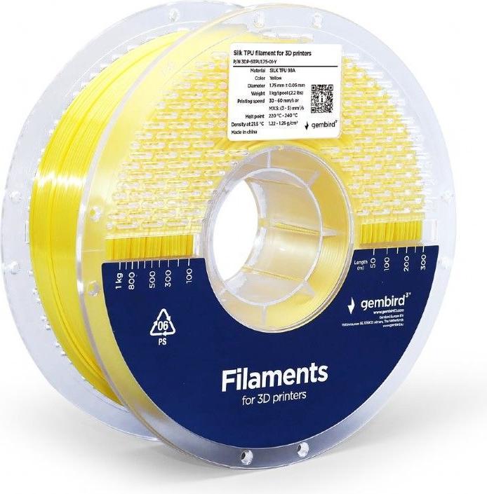 Immagine prodotto Gembird 3DP-STPU1.75-01-Y-Filament TPU Gelb 1,75 mm 1 kg (TPU, 1.75 mm, 1000 g, Giallo)