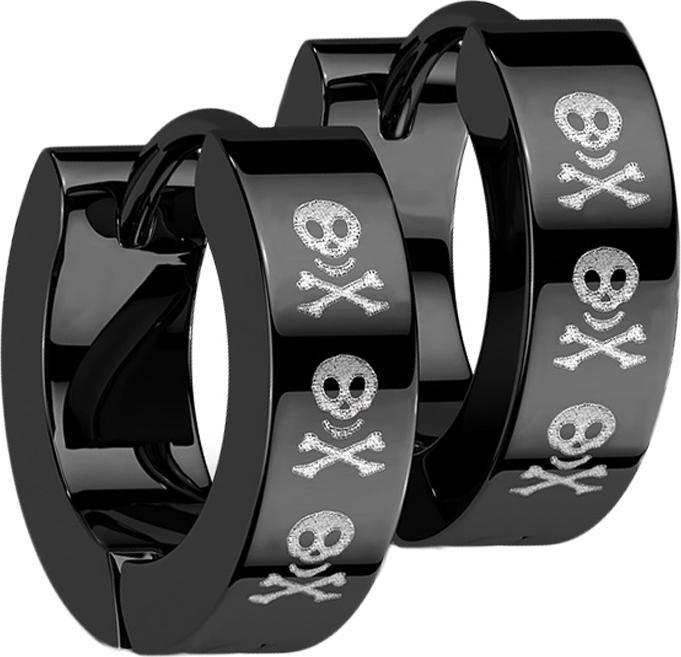 Actual product image Star Piercing Earring folding black three skulls (without brass, Surgical steel 316L)