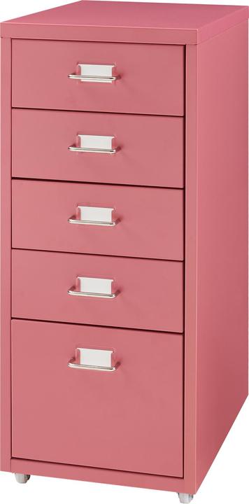 En.Casa Rollcontainer Kökar mit 5 Schubladen 69x28x41 cm Wassermelonenrot (69 x 28 x 41 cm)