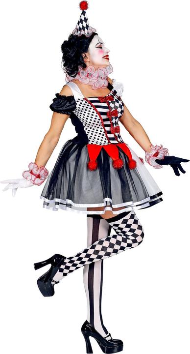 Actual product image Widmann MISS HARLEKIN (Kleid, Clownkragen, Manschetten, Minihut), L (L)