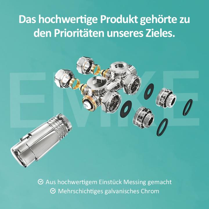 Produktbild Emke Thermostatventil, Universalventil mit Thermostat für Heizkörper, 10 bar, 7 Stufen, Chrom