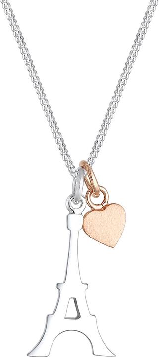 Actual product image Elli Necklace Eiffel Tower Heart Matt 925 Sterling Silver (925 Sterling silver rose gold, No stone, 45 cm)