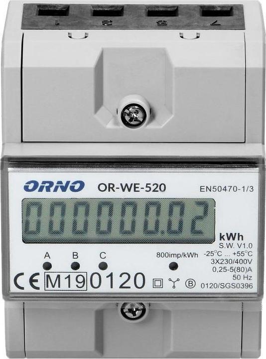 Actual product image Orno 3-phase electricity meter