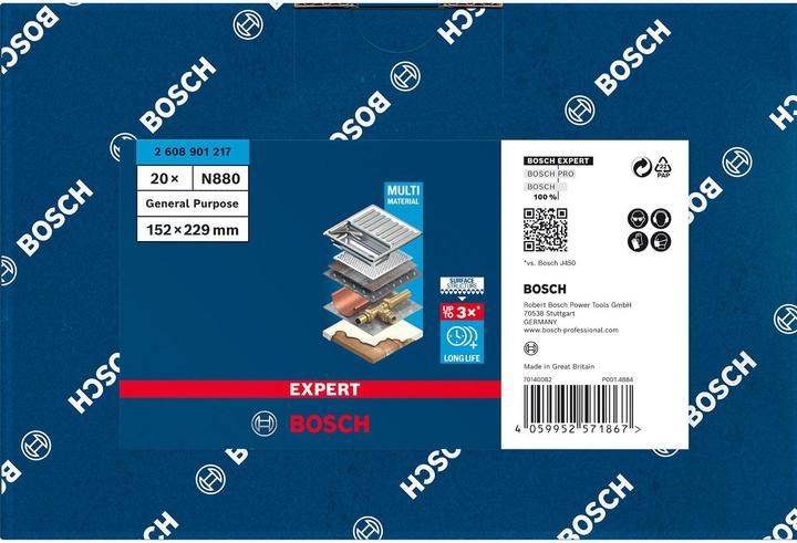 Produktbild Bosch Professional Zubehör EXPERT N880 Vliespad zum Handschleifen, 152 x 229 mm, Mehrzweck (Sehr fein)