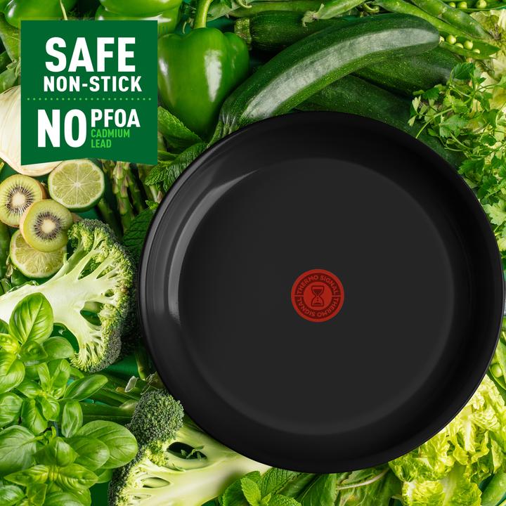 Actual product image Tefal Pan set + saucepan set / frying pan Renew Black On 24cm + 28cm (24 cm, Frying pan, Pan set + pot set, Cast aluminium, Ceramic)