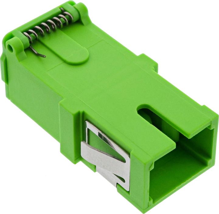 Actual product image InLine Fibre optic coupling, simplex SC/SC, singlemode, ceramic sleeve, with shutter, green (Network coupling)