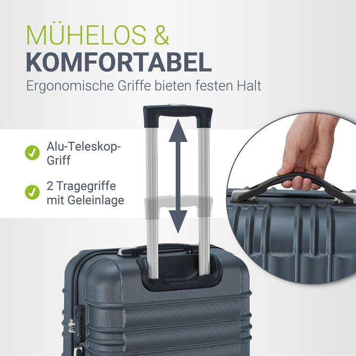 Produktbild Juskys 3-teilgies Hartschalen-Kofferset (120 l, M (50 - 90l), L (90 - 115l))