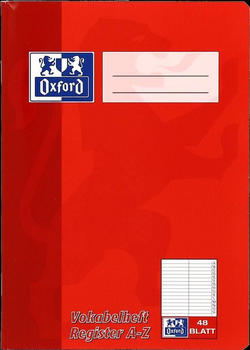 Produktbild Oxford Vokabelheft mit Register A5, 48 Blatt, m. Register A-Z, 90 g/m² (A5, Speziallineatur, Weicher Einband)