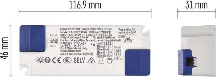 Actual product image Emos Triac dimmable driver for LED light 700mA 28W