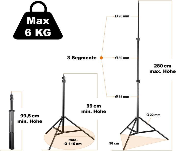 Immagine prodotto Walimex pro pro FW-806 lampada treppiede AIR (280 cm, 6 kg)