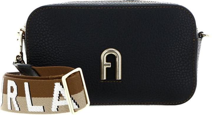Furla Leather Shoulder Bag Primula Mini Crossbody Bag Webb Nero + Corda Natural Black